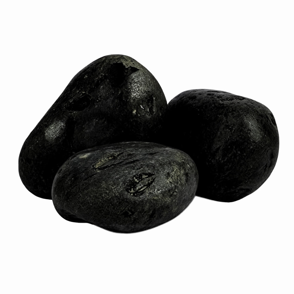 Ciottoli nero ebano pietre naturali decorativi giardini aiuole vasi *** misura 40/60, formato 5 kg, confezione 1