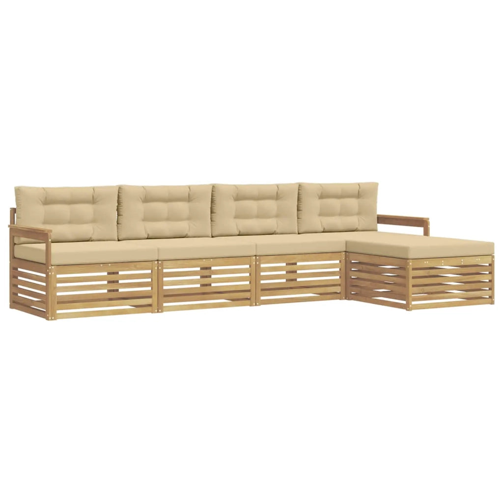 Set di divani da esterno 5 pz Bianco e Beige Poliestere 3390313