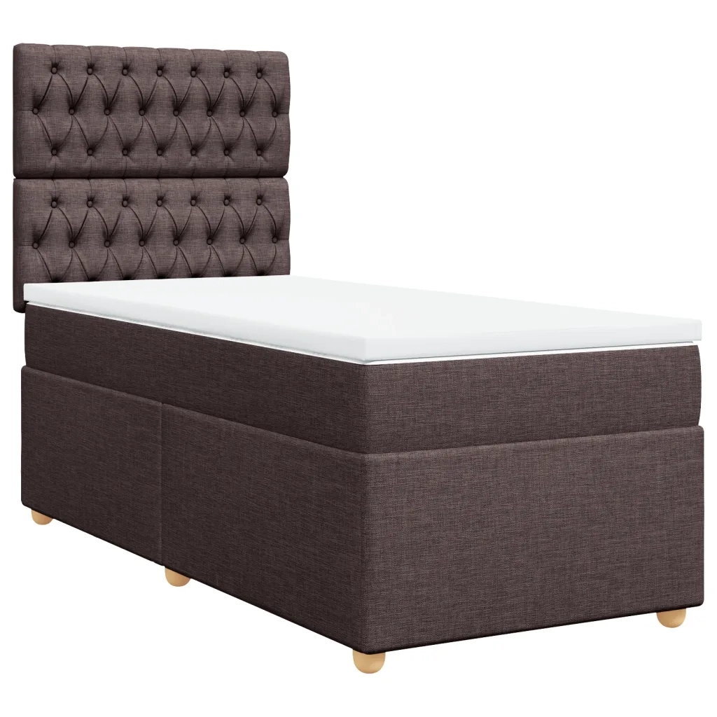 Giroletto a Molle con Materasso Marrone Scuro 90x200 cm Tessuto 3293473