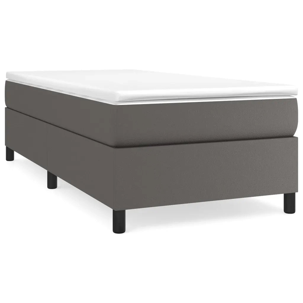 Letto singolo | Letto per adulti | Giroletto a Molle con Materasso Grigio 90x190 cm in Similpelle
