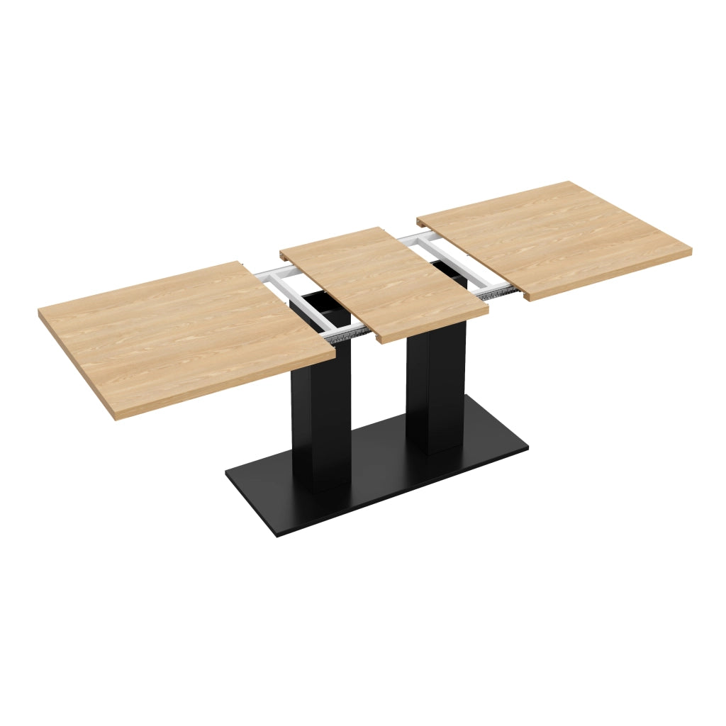 Tavolo allungabile, 140/180 × 70 cm, per 6-8 persone, color rovere, nero