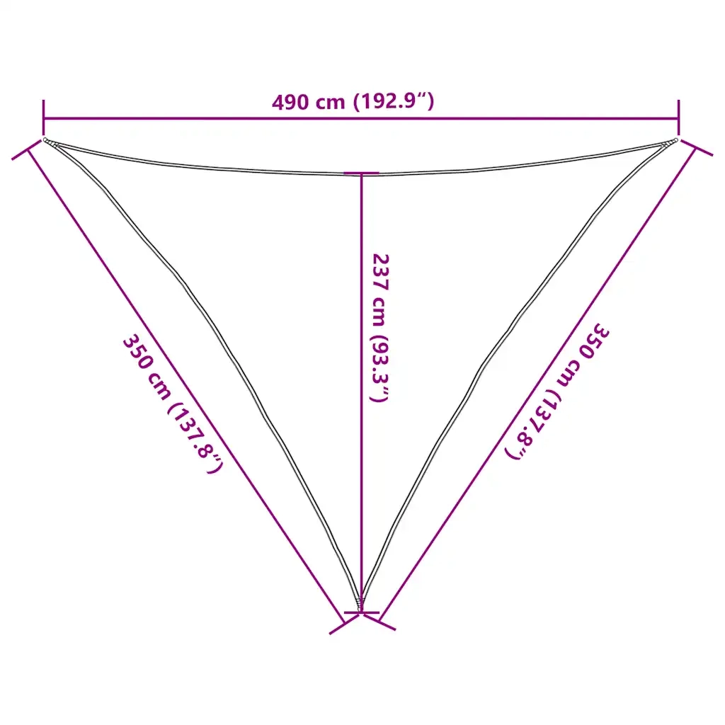 Vela Parasole-Telo Ombra-Vela Ombreggiante 160 g/m2 Triangolare 3,5x3,5x4,9 m in HDPE