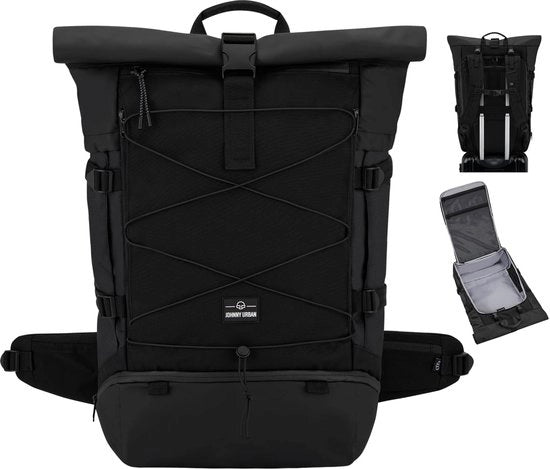Zaino da Viaggio per Uomo e Donna Nero - Allen da Viaggio XL - 48L Zaino a Rolltop Grande - Ideale per Viaggi, Escursioni, Gite - Impermeabile