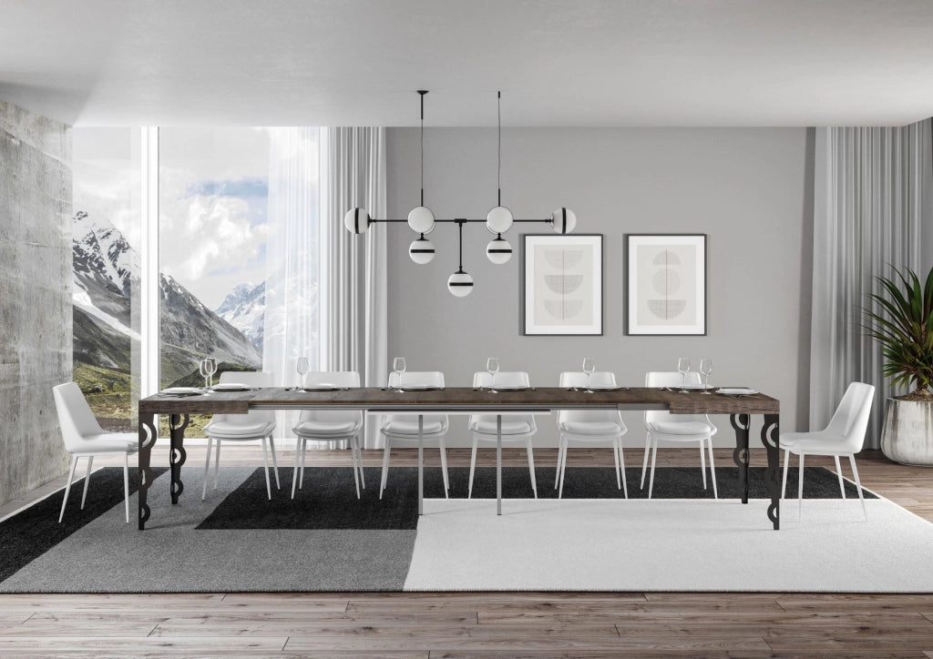 Tavolo Allungabile 120/380x90 cm Karamay Noce Gambe Antracite