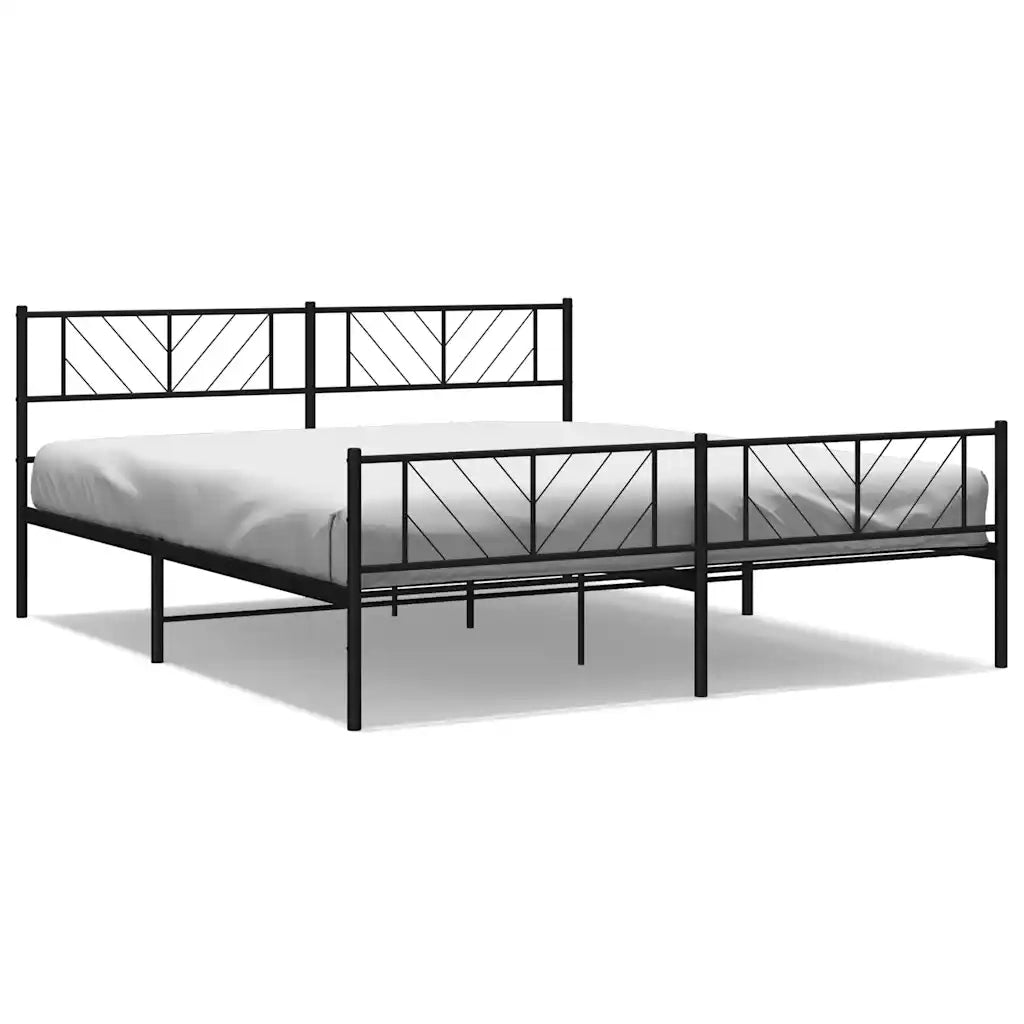 Giroletto con Testiera e Pediera-Struttura Letto Metallo Nero 193x203 cm 696477