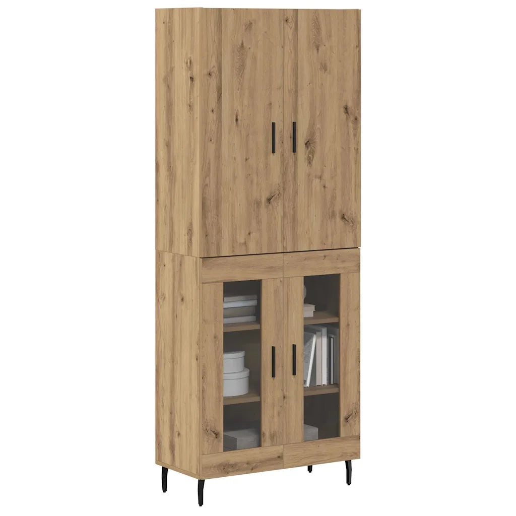 Credenza 2 pcs Legno vecchio Legno Stratificato e Vetro