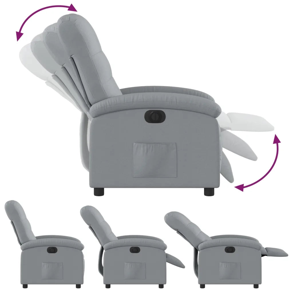 Poltrona | Sedia Relax Elettrica Reclinabile Grigio Chiaro in Tessuto