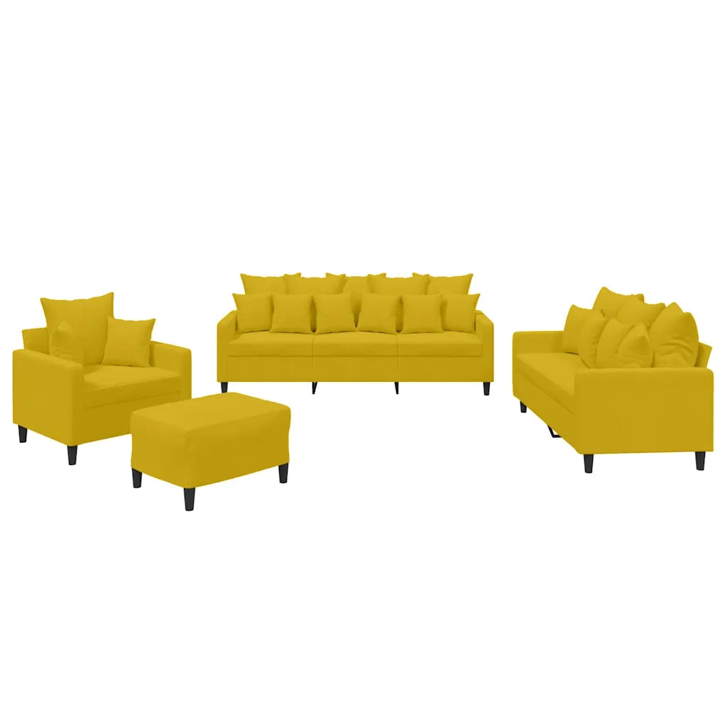 Set di Divani 4 pz con Cuscini giallo in Velluto 3201696
