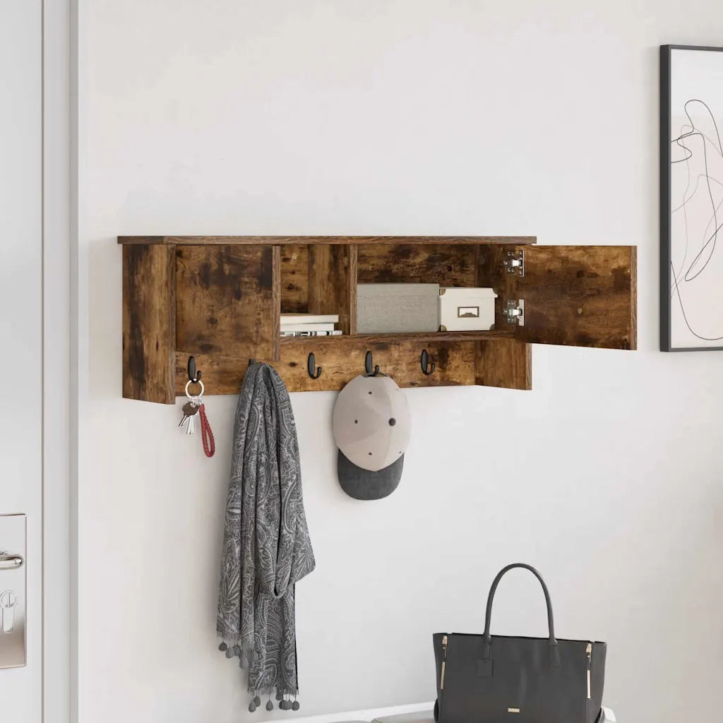 Appendiabiti a muro con lo scaffale Rovere fumé 80 x 20 x 30 cm 874343