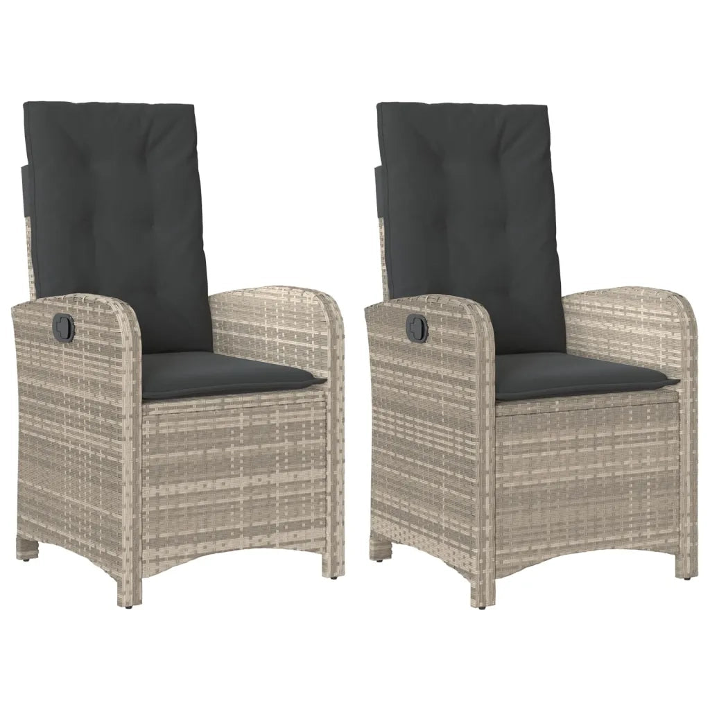 Sedie Reclinabili Giardino 2 pz | Sedie da Esterno Cuscini Grigio Chiaro Polyrattan