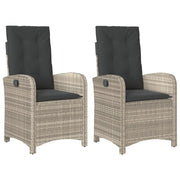 Sedie Reclinabili Giardino 2 pz | Sedie da Esterno Cuscini Grigio Chiaro Polyrattan