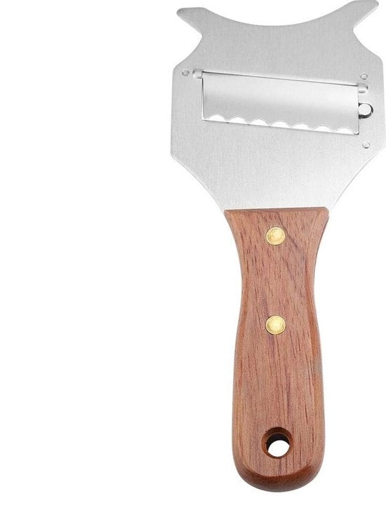 Truffelsnghiatore con lama regolabile - Apparecchio per il cioccolato - Affettatrice per il formaggio - Acciaio inossidabile-legno - 19,5 x 8 x 1,2 cm - Per truffe/ formaggio
