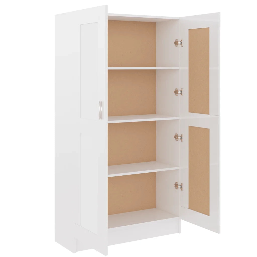 Libreria-Scaffale per Libri-Mobile di Stoccaggio Bianco Lucido 82,5x30,5x150 cm in Legno Multistrato