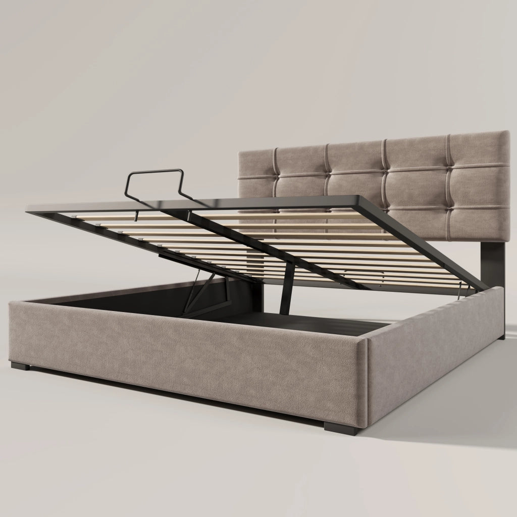 letto imbottito velluto grigio chiaro 140 x 200 cm