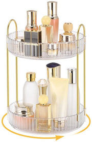Organizzatore cosmetico 360° girevole - Organizzatore trucco - Transparente - Grande capacità - Deposito multifunzionale - 2 livelli