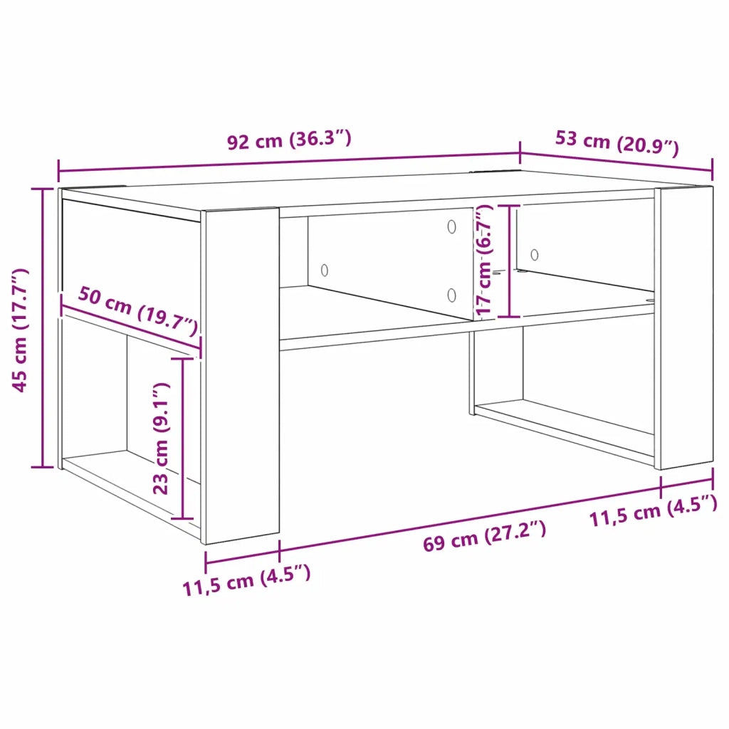 Tavolino da salotto | Tavolino da caff¨¨ | Tavolino da Soggiorno Grigio Sonoma 92 x 53 x 45 cm