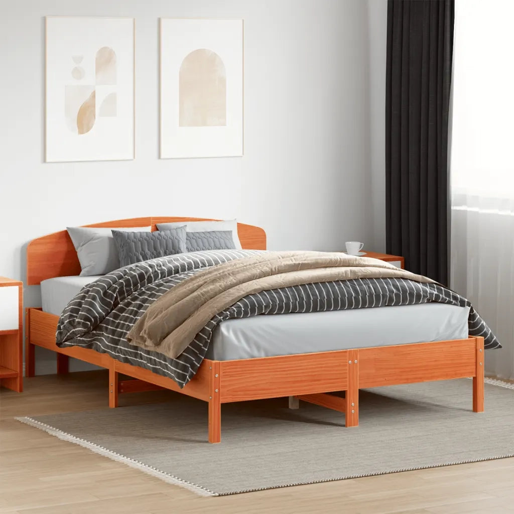Giroletto senza Materasso-Struttura Letto Marrone Cera 150x200 cm Legno di Pino 385163