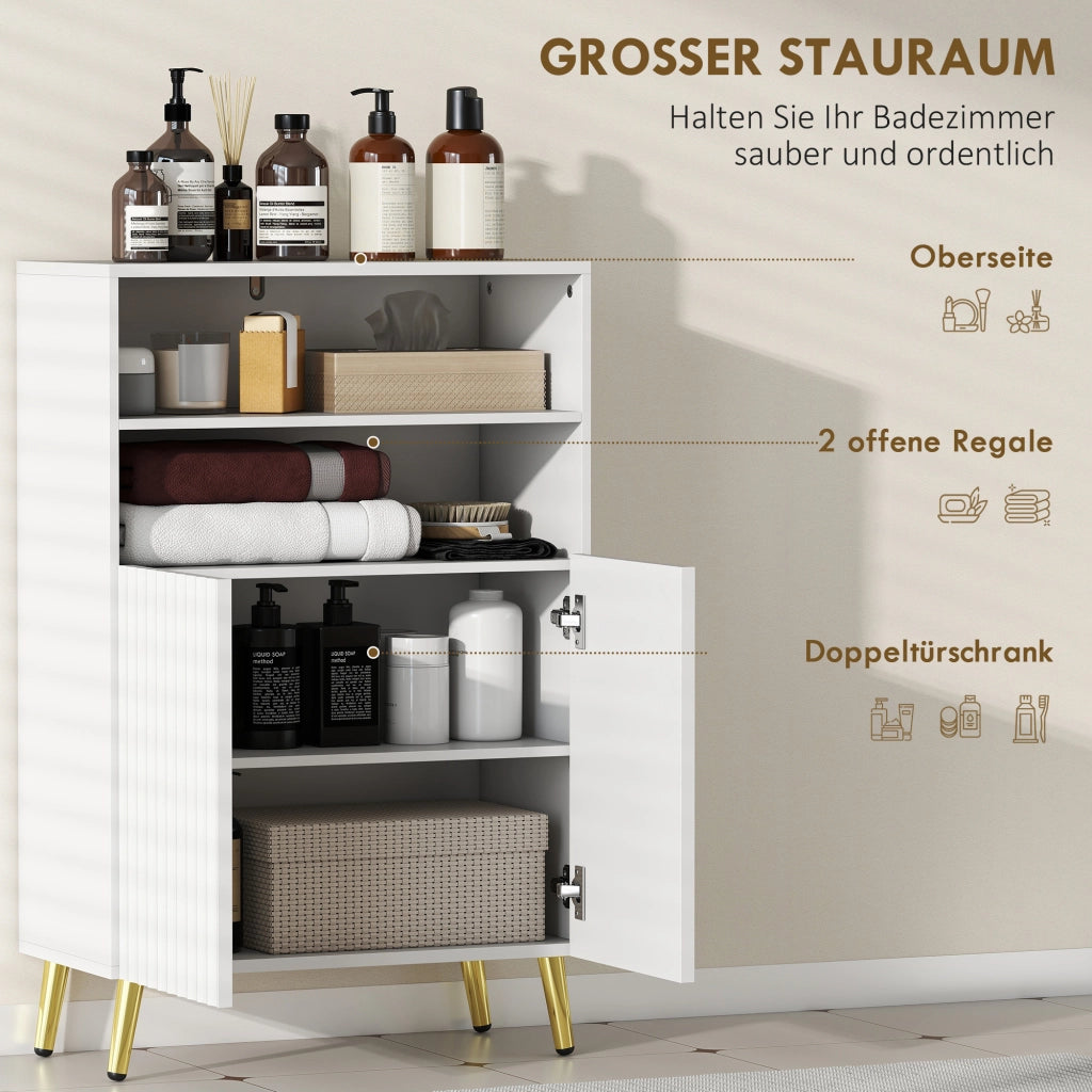 Mobile bagno con ante soft-close e ripiani aperti ¨C Xylo ¨C MDF bianco