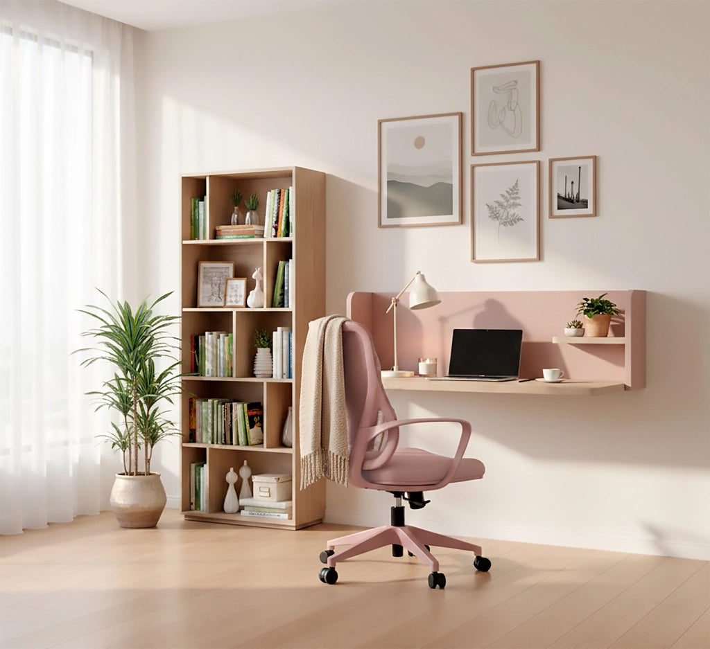 Sedia studio Hispanohogar altezza regolabile in tessuto rosa