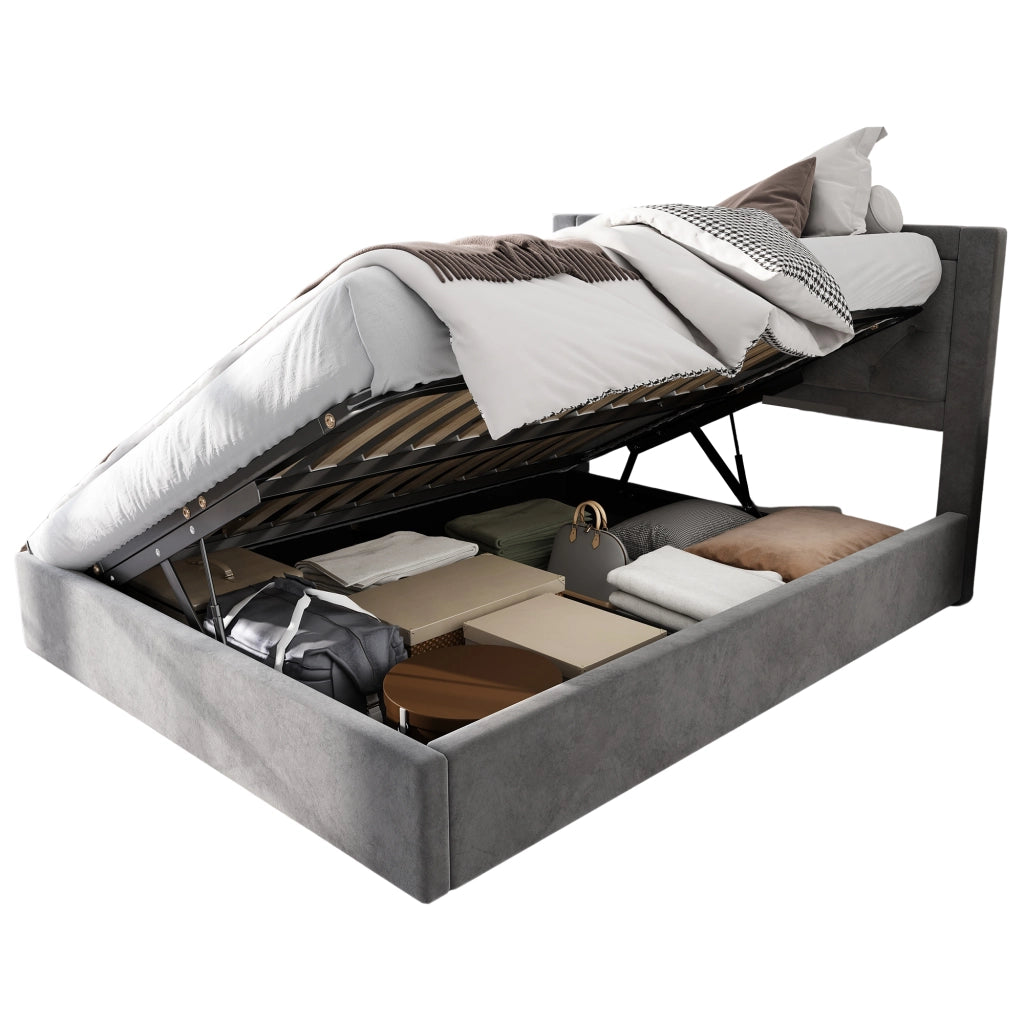 letto imbottito acciaio grigio 140 x 200 cm