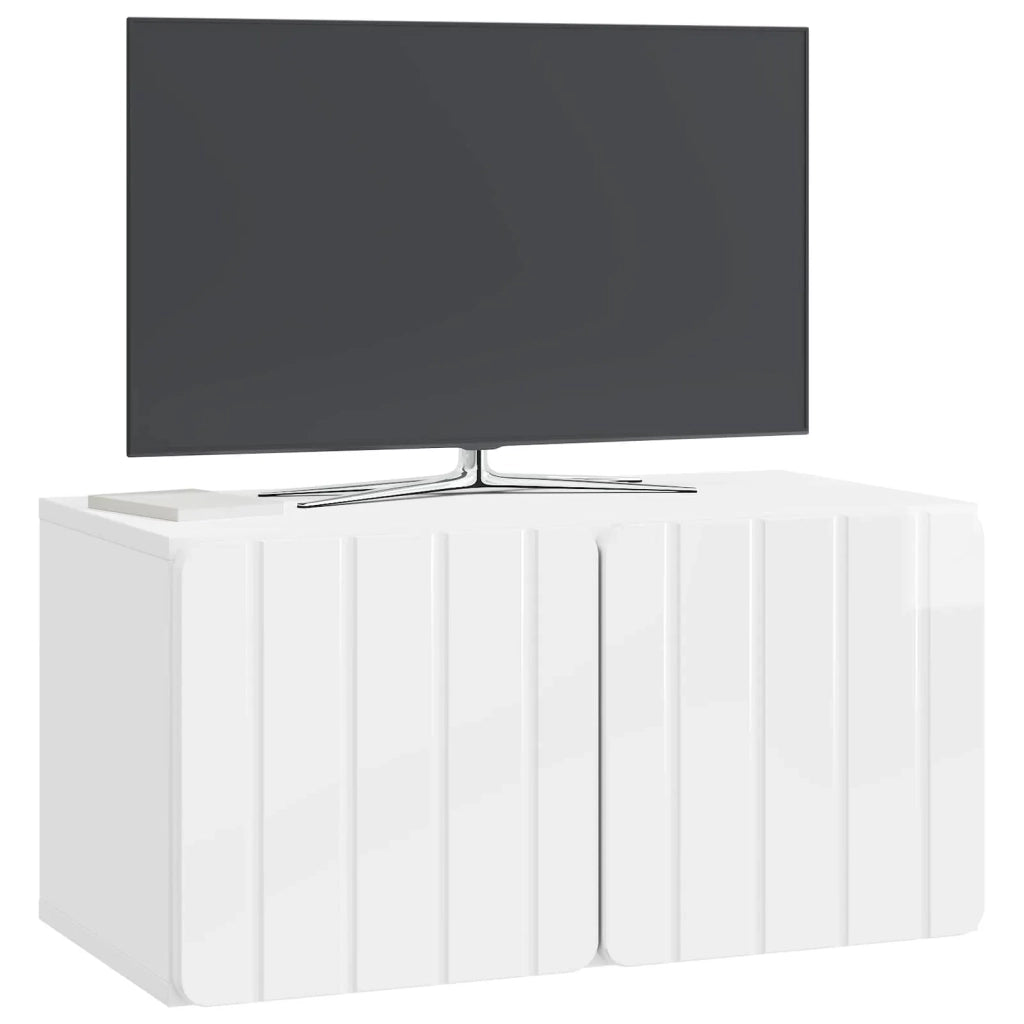 Mobile TV da Muro | Armadietto TV | Mobile Porta TV Bianco Lucido 59,5 x 31 x 30 cm