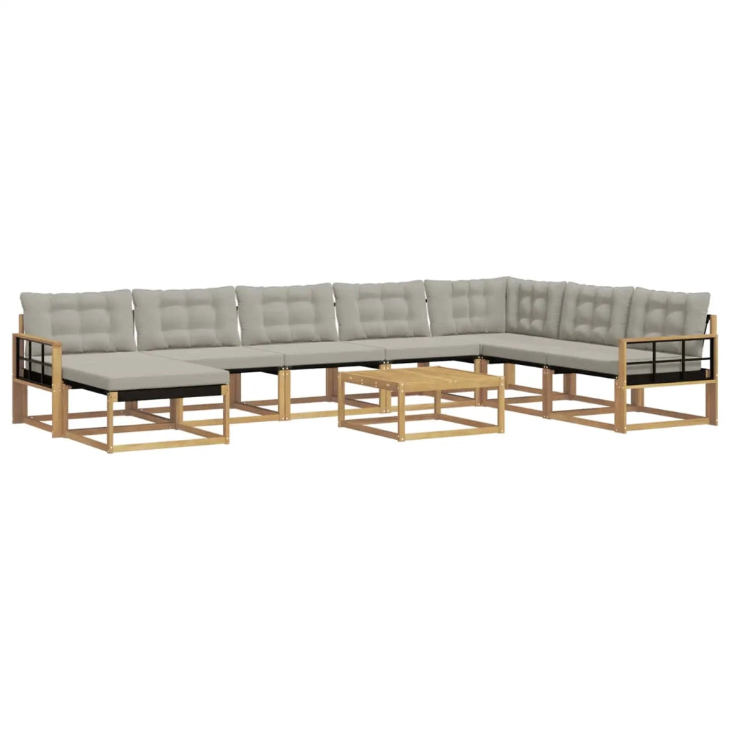 Set di divani da esterno 9 pcs Bianco e Grigio Chiaro 3389001
