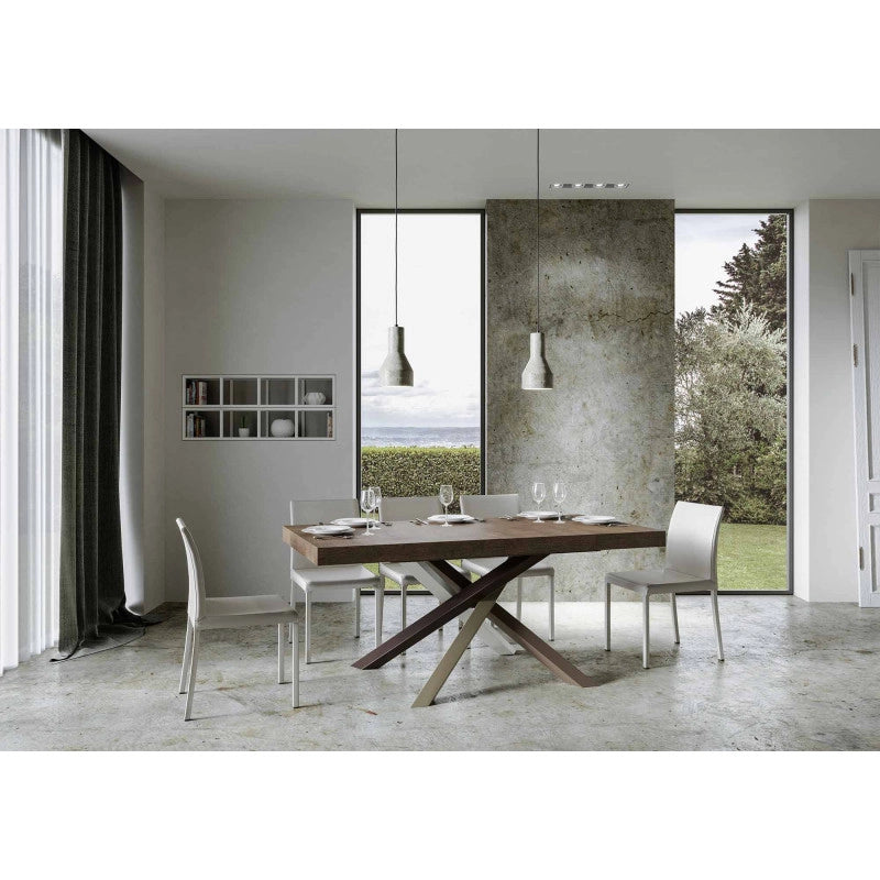 Tavolo allungabile 180/440x90 cm Volantis Premium telaio Multicolore 4/C - Noce