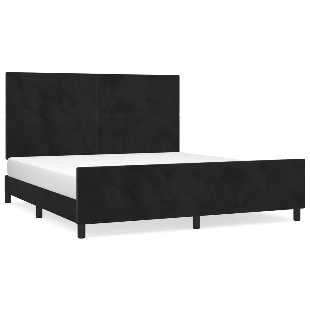 Letto matrimoniale | Letto per adulti | Giroletto senza Materasso Nero 160x200 cm in Velluto