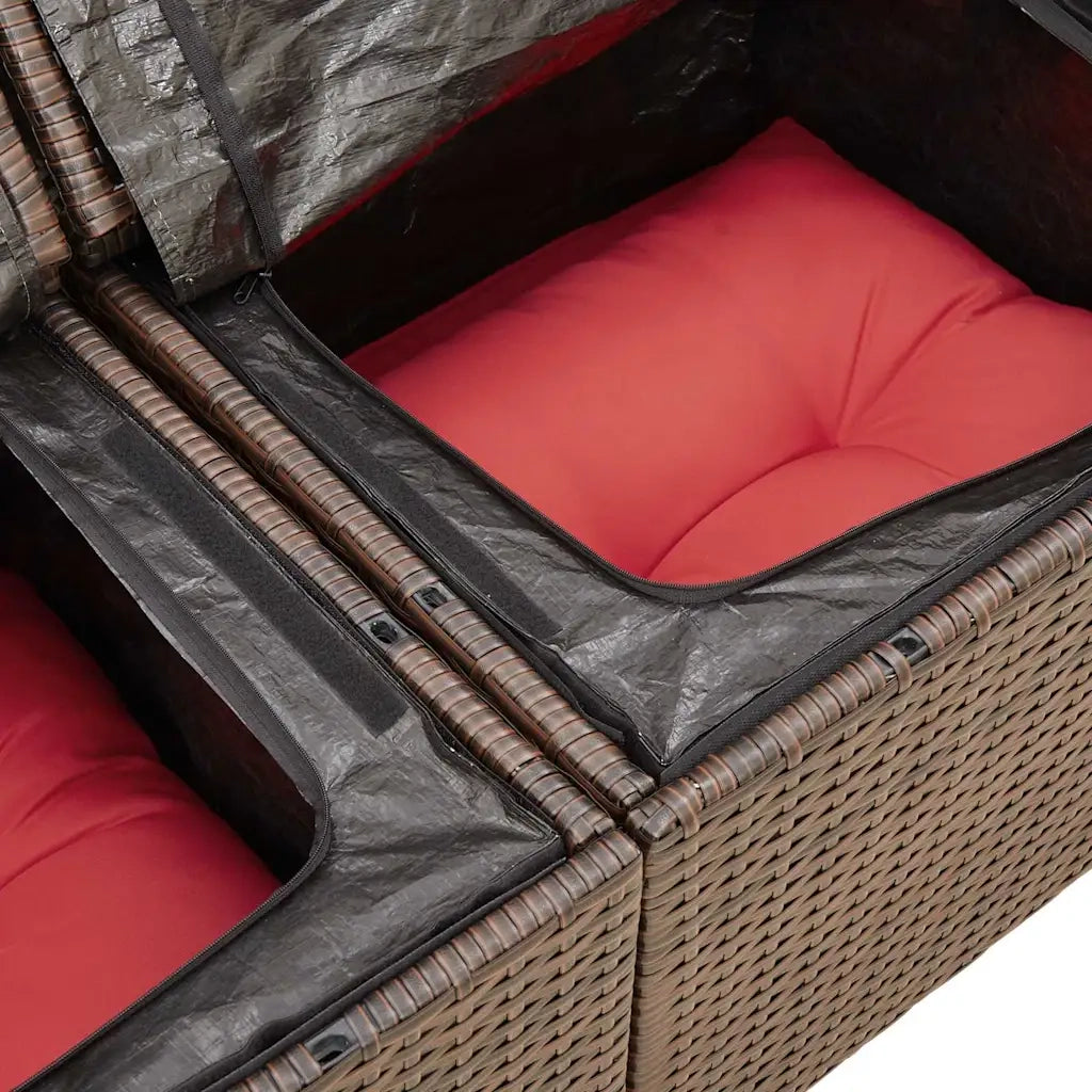 Set Divano da Giardino 5 pz Cuscini Marrone Polyrattan e Acacia 3326565