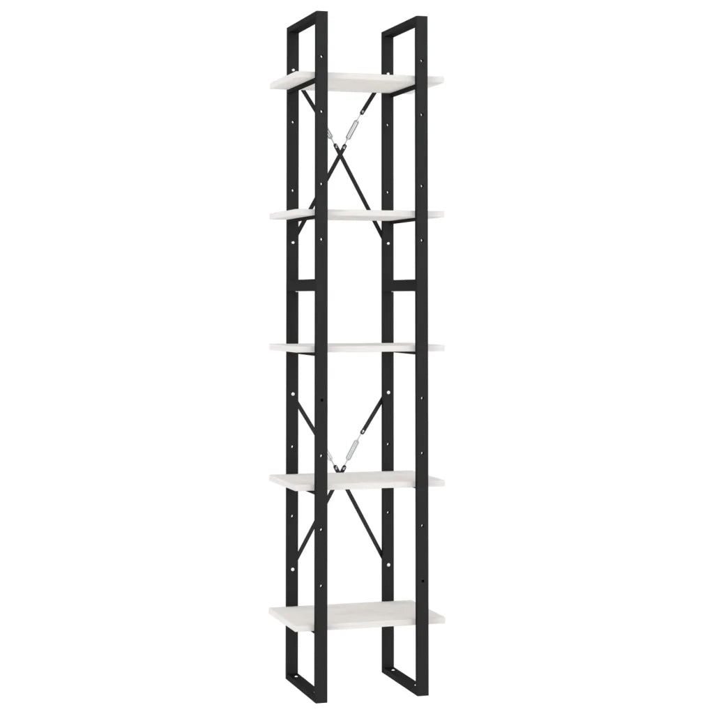 Libreria a 5 Ripiani-Scaffale per Libri-Mobile di Stoccaggio Bianca 40x30x175 cm in Legno di Pino