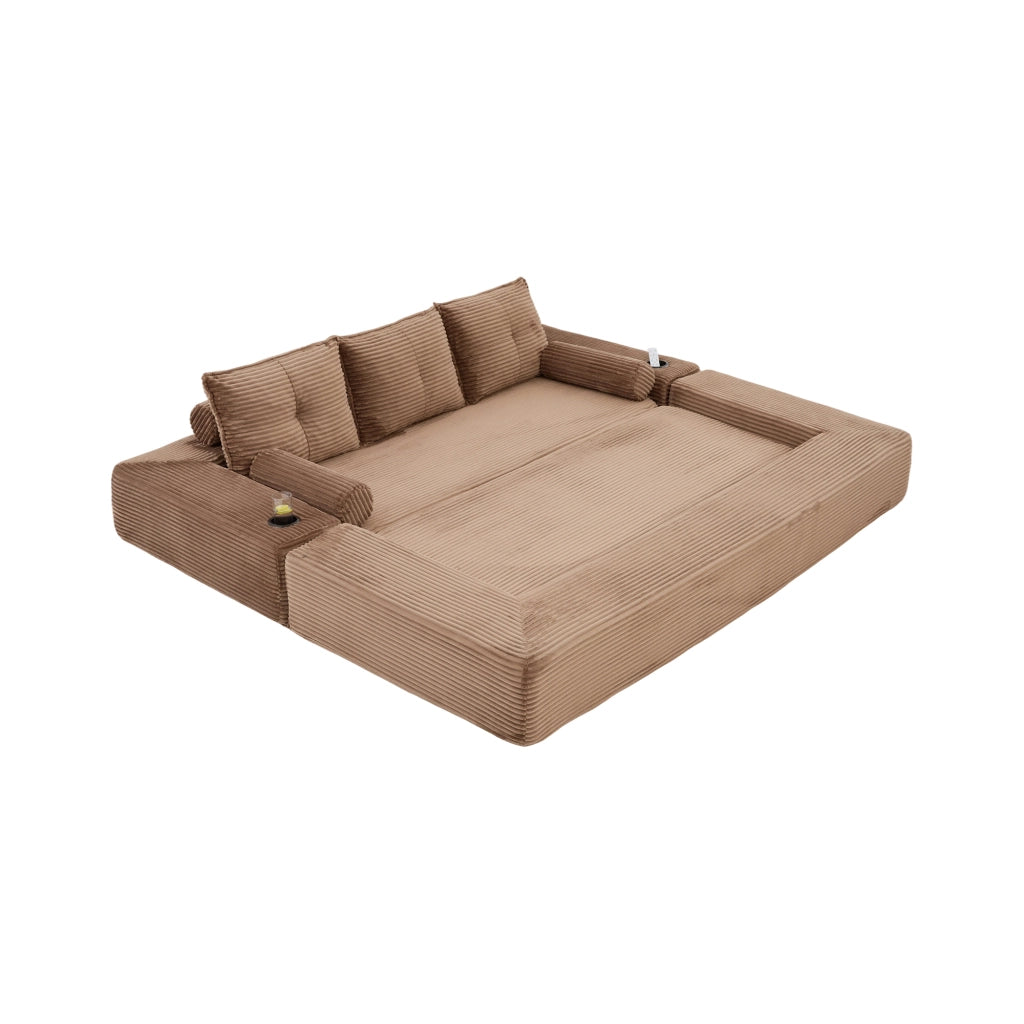 Divano Letto 3 Posti Pieghevole con Cuscini e Tasche ¨C MINIMAL ¨C Tessuto a Coste