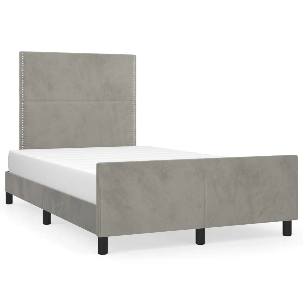 Letto matrimoniale | Letto per adulti | Giroletto senza Materasso Grigio Chiaro 120x200 cm Velluto