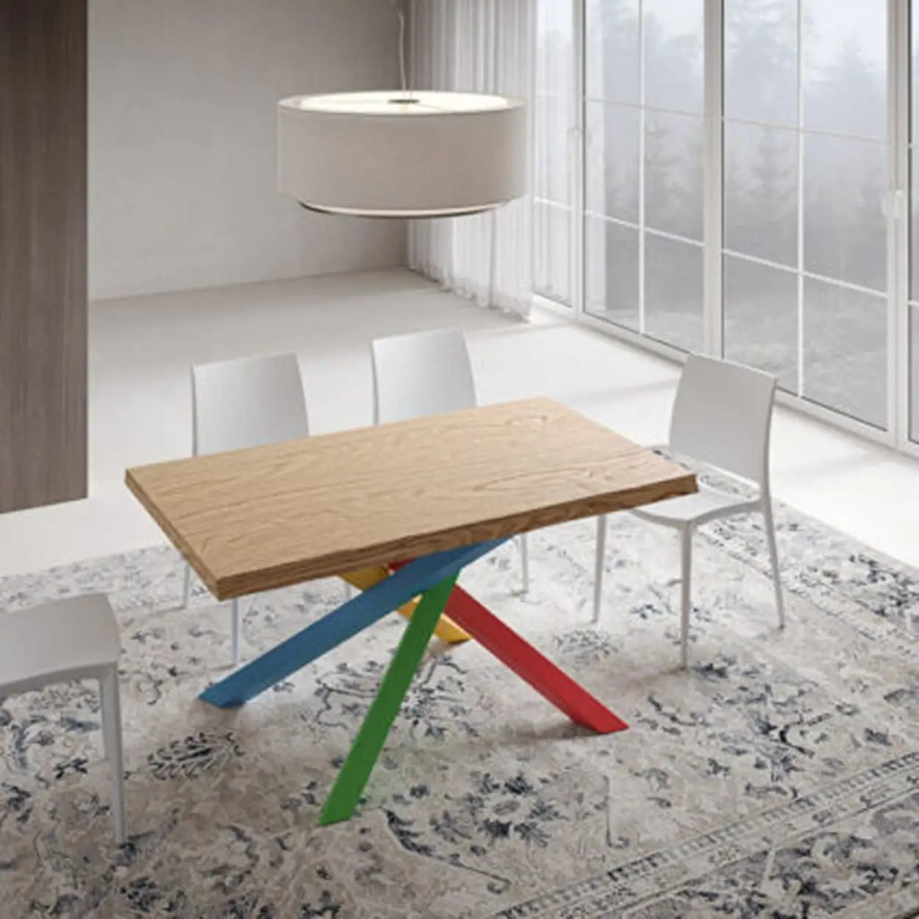 Tavolo allungabile 140/190x90 cm Versalux rovere scortecciato gambe multicolore 4/B