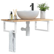 Ripiano a Parete per Lavabo in Acciaio e Massello di Acacia 3302776