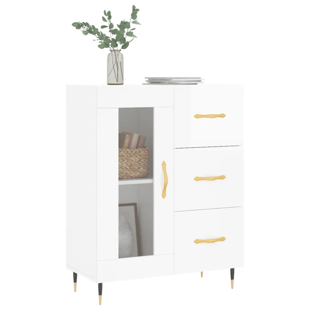 Credenza 69,5x34x90 cm in Legno Multistrato Bianco Lucido 828022