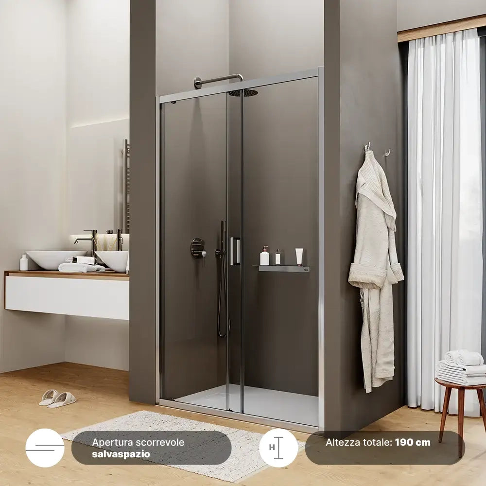 Porta doccia 145 cm scorrevole reversibile vetro 6mm trasparente h190 | Sicily