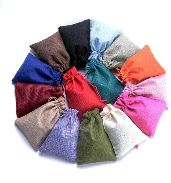 Set di Sacchetti in Cotone 10 pezzi - Sacchetti in Cotone con Cordino - Sacchetti per Regali - Sacchetti per Accessori - Fai da Te - 13 x 18 cm - Borsa con Cordino