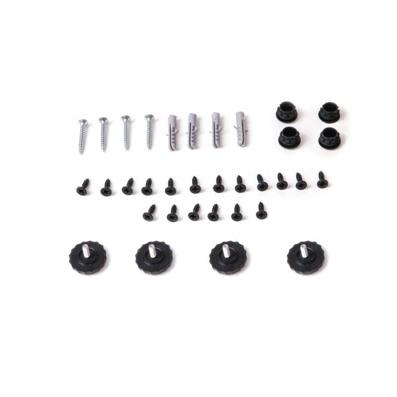 Kit di scaffali Lader con struttura e ripiani, altezza 1150 mm, Acciaio, Verniciato nero e Legno