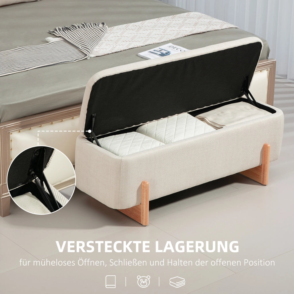Poltrona pouf con schienale e contenitore ¨C Minimal ¨C crema 111x44x44.5cm