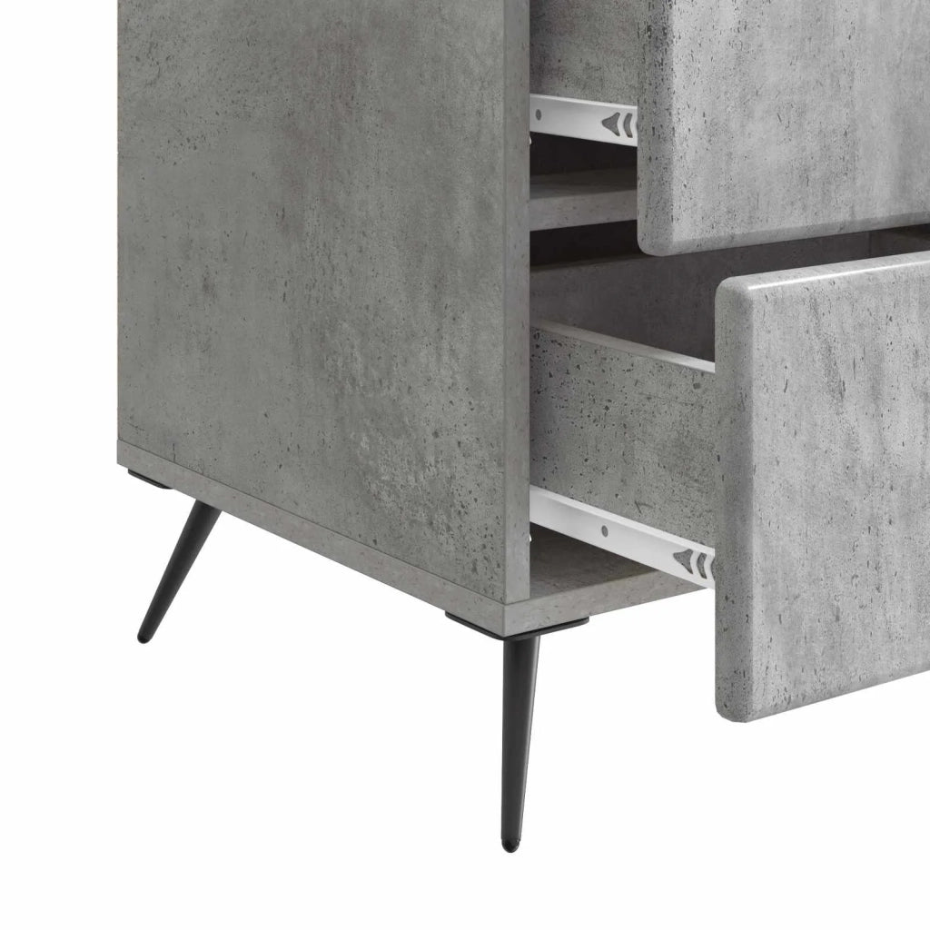 Comodino | Armadio da Notte | Mobiletto da notte con cassetto Grigio Cemento 43 x 41 x 66,5 cm