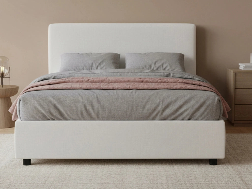 April, Letto Piazza e Mezza Contenitore Made in Italy, Bianco