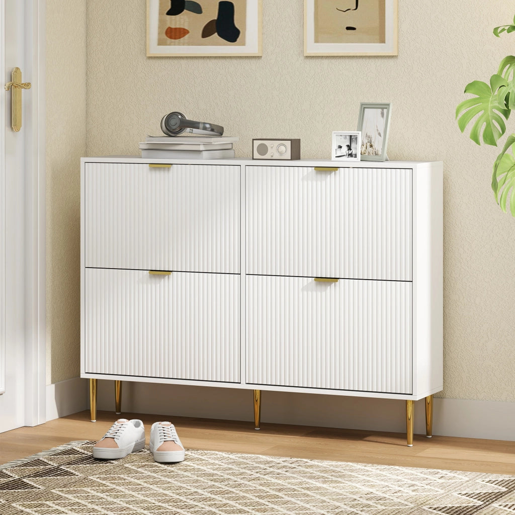 Scarpiera con cassetti e ripiani ¨C Minimal ¨C bianco 105x24x91.5 cm