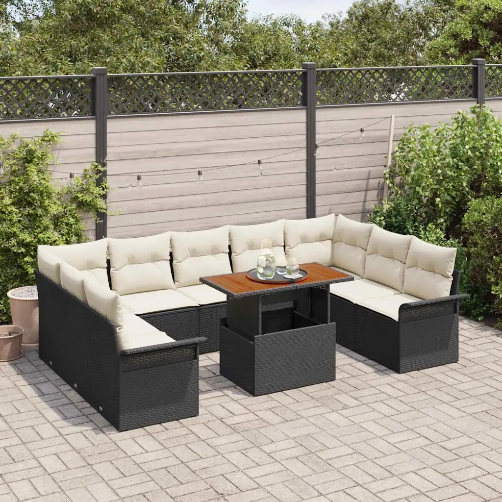 Set Divano da Giardino 10 pcs Nero Poly Rattan 3358112