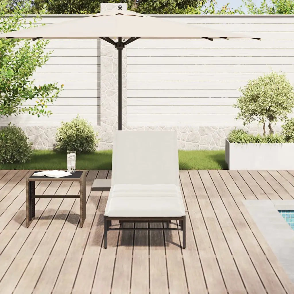 Lettino Prendisole | Sdraio da giardino | Lettino da sole con Cuscino Marrone in Polyrattan