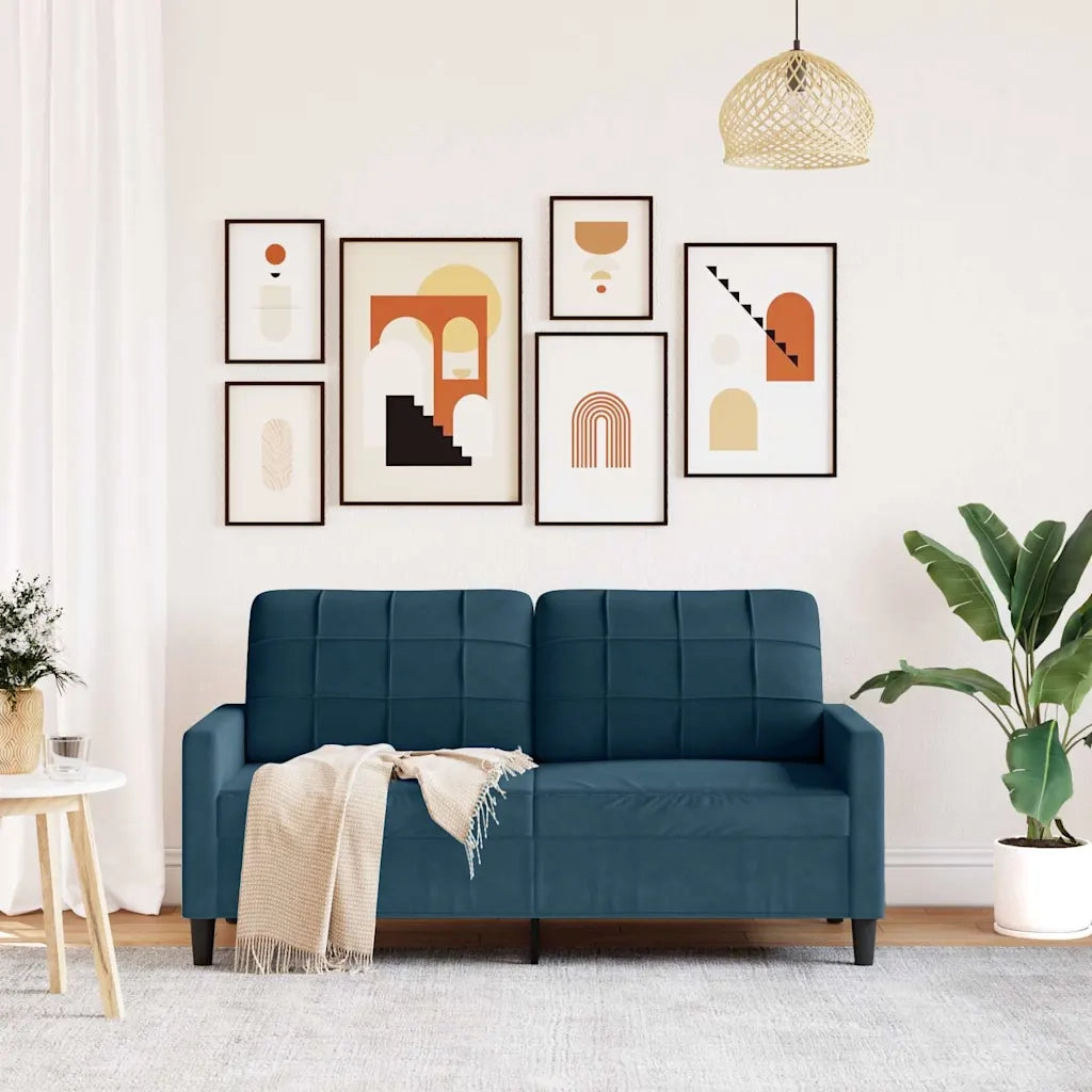 Divano a 2 Posti-Sofa 2 Posti Blu 140 cm in Velluto 218509