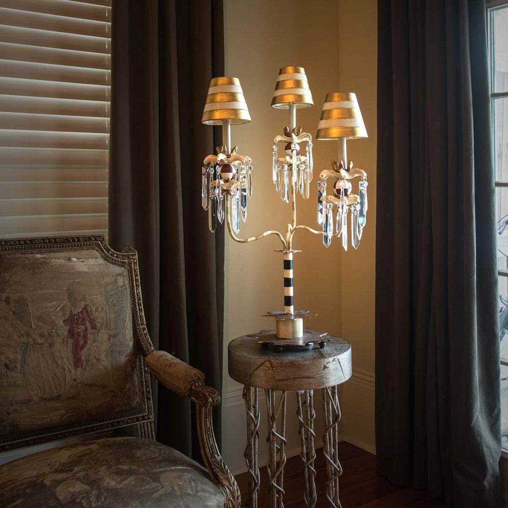 Lampada tavolo Art Déco Birdland 3xE27 oro crema