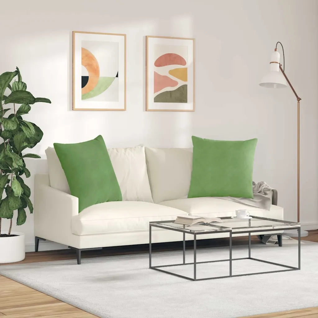 Cuscini da Divano 2 pz | Cuscini per sedie Verde chiaro 60 x 60 cm
