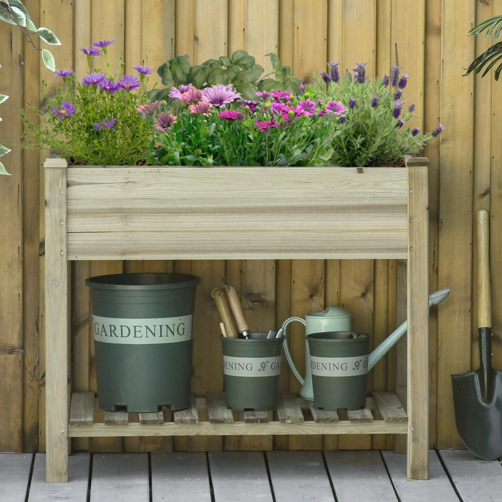 Tavolo da Coltivazione Giardino Urbano in Legno ¨C Zephmum ¨C Naturale 91x51x76 cm