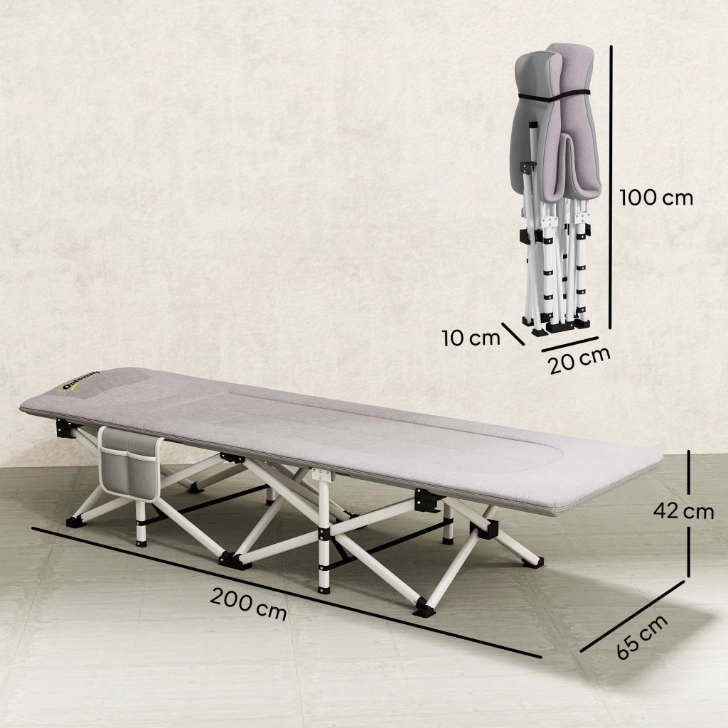 Letto da campeggio pieghevole con materasso ¨C Xylo ¨C Grigio 185x65x37 cm con sacca