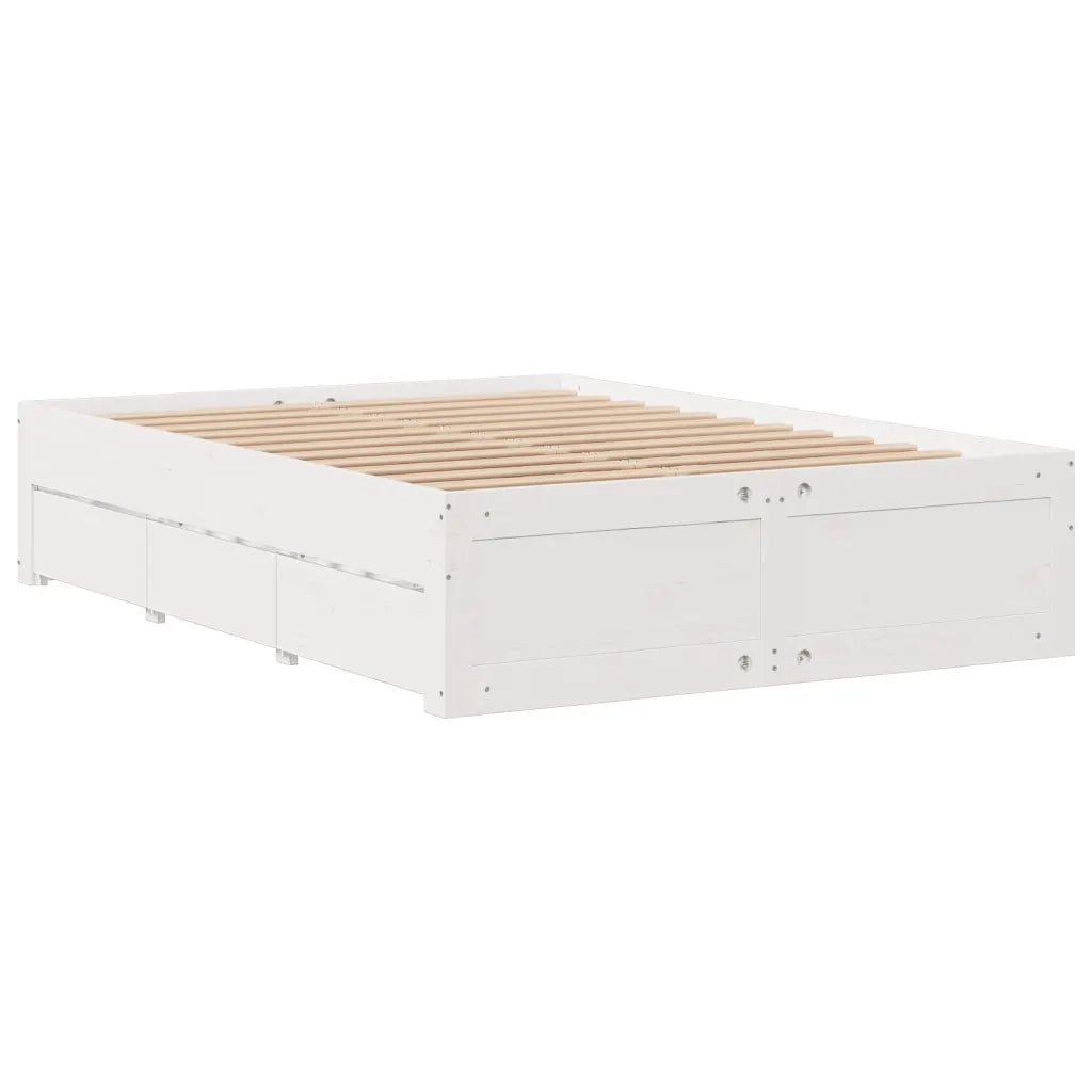 Letto Libreria senza Materasso Bianco 150x200 cm Legno di Pino